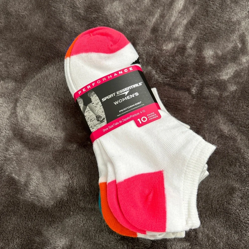 NEW Sport Essentials Performance Low Cut Socks 10 Pack Size 4-10